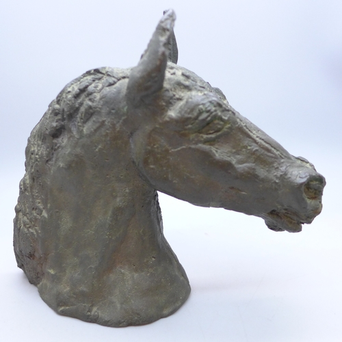 2016 - A bronze sculpted horse's head, with signature possibly B. B. Smith, 13cm h