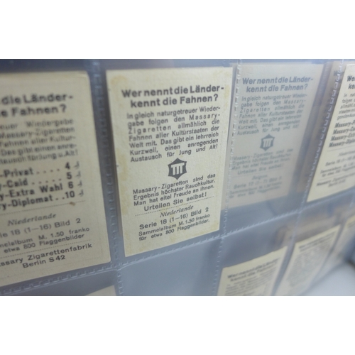 2039 - Two albums of German Massary cigarette cards part sets from various series, all flags