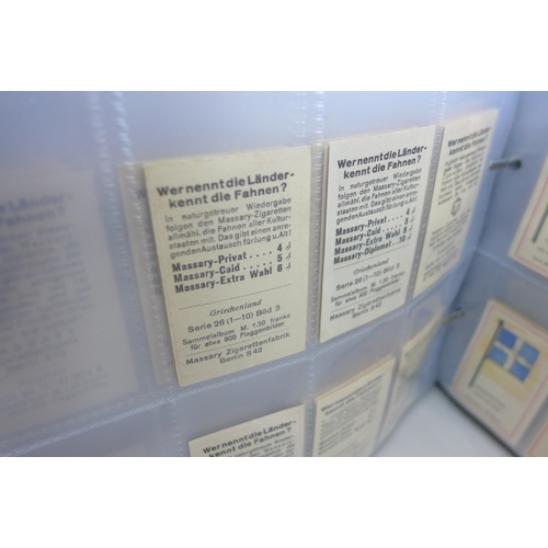 2039 - Two albums of German Massary cigarette cards part sets from various series, all flags