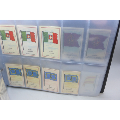 2039 - Two albums of German Massary cigarette cards part sets from various series, all flags