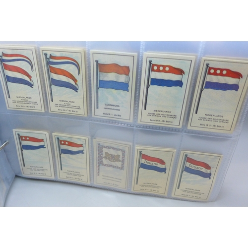 2039 - Two albums of German Massary cigarette cards part sets from various series, all flags