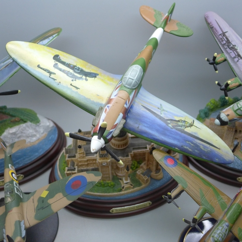 2040 - A collection of Bradford Exchange model aeroplanes including limited edition Heroes of the Sky (Hawk... 