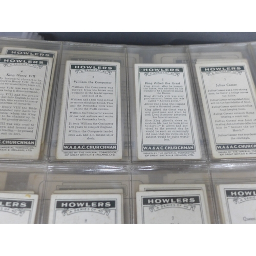 2046 - Collection of assorted cigarette card sets to include; Churchman Howlers series of 16 large cards, J... 