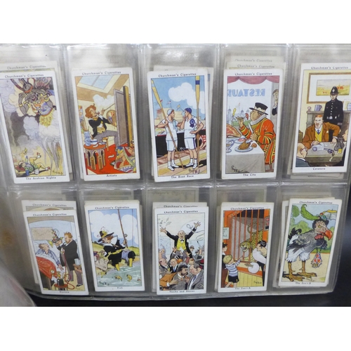 2046 - Collection of assorted cigarette card sets to include; Churchman Howlers series of 16 large cards, J... 