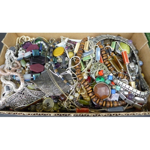 2053 - A jewellery case and a box of costume jewellery