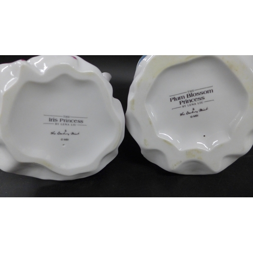 2054 - Two Danbury Mint by Lena Liu figures; The Plum Blossom Princess and The Iris Princess, 25cm h