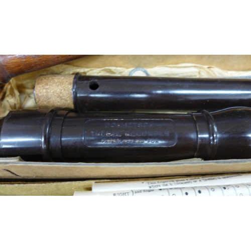 2033 - Three vintage recorders (two Schott's) and other bamboo woodwind instruments
