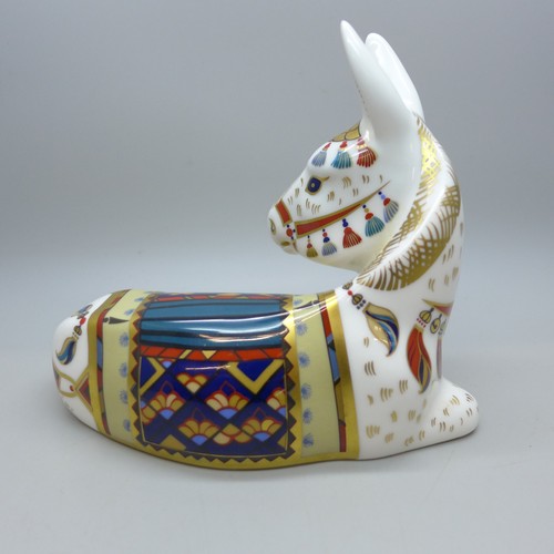 2015A - A Royal Crown Derby Donkey paperweight, silver stopper, 11cm h