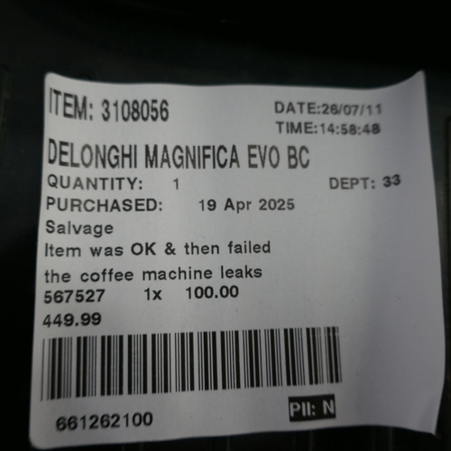 6001 - A Delonghi Magnifica Evo Next coffee machine, original RRP £449.99 + VAT (394-347) *This lot is subj... 