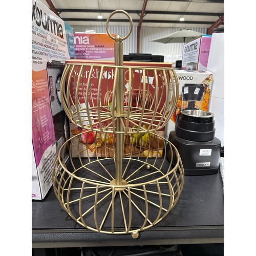 6023 - An Over & Back gold effect 2-tier fruit basket,  (394-348) *This lot is subject to VAT