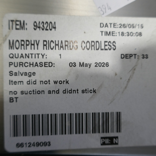6059 - A Morphy Richards cordless vacuum sealer, (394-150) *This lot is subject to VAT