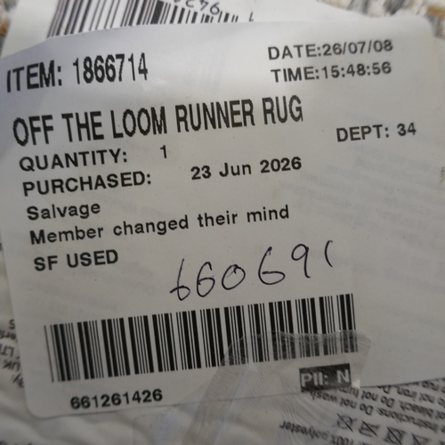6061 - Two Off the Loom runner rugs,   (394-103,284) *This lot is subject to VAT