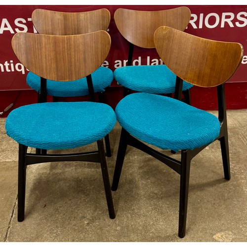 54 - A set of four G-Plan Librenza tola wood and black butterfly back chairs