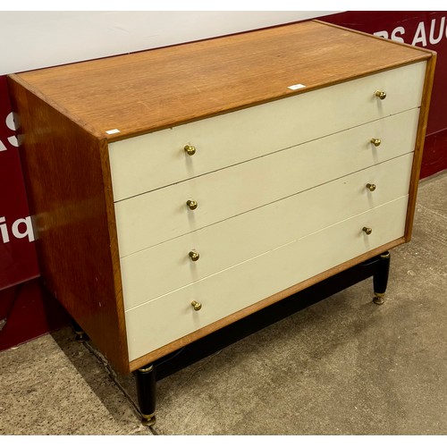 73 - A G-Plan Librenza light oak and white painted chest of drawers