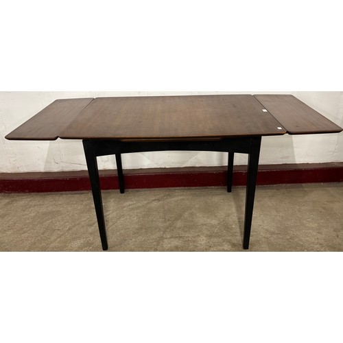 90 - A G-Plan Librenza tola wood and black rectangular extending dining table and a pair of butterfly bac... 