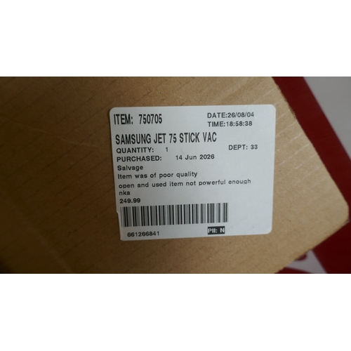 5003 - A Samsung Jet 75 stick vacuum cleaner, RRP £249.99 + VAT (399-358) *This lot is subject to VAT