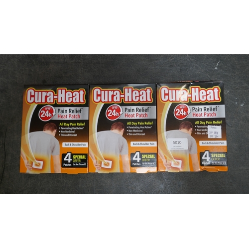 5010 - Three boxes of Cura-heat pain relief patches  (399-350) *This lot is subject to VAT