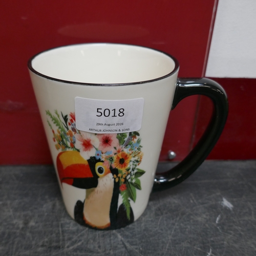 5018 - Three animal mugs, a glass and two thermal mugs  (399-29,514) *This lot is subject to VAT