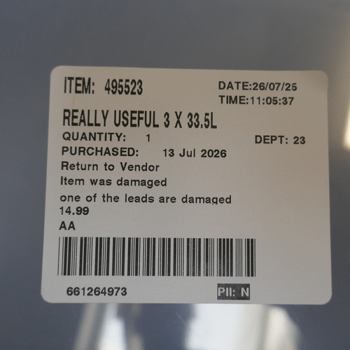 5046 - A set of 3 33.5L Really Useful storage boxes (399-177) *This lot is subject to VAT
