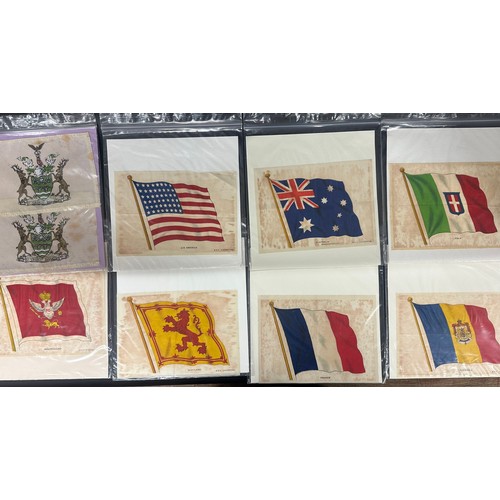 Seven large B.D.V flag silks, including the USA, France, Montenegro ...