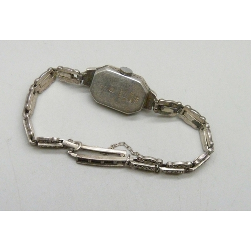 A lady's silver and marcasite cocktail wristwatch, London import ...