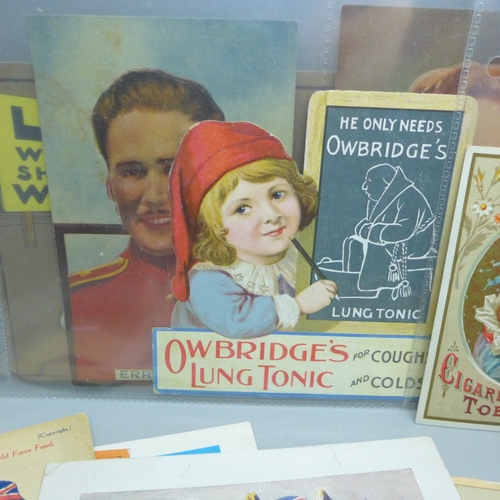 Collectors cards; Singer advertising, Clevedon Sweet Cigarettes, Pan ...