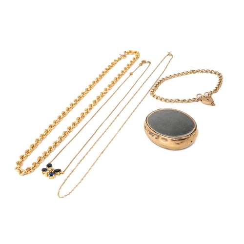 38 - A collection of gold jewellery, including a 9ct yellow gold rope-twist necklace approx 9.9g; a 9ct y... 