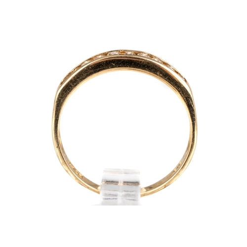 52 - A 9ct yellow gold and diamond ten-stone half eternity ring, channel set round brilliant-cut diamonds... 