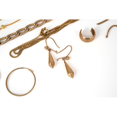 68 - A collection of gold, including a 14k yellow gold chain, gross weight 4.4g (af); and group of 9ct go... 