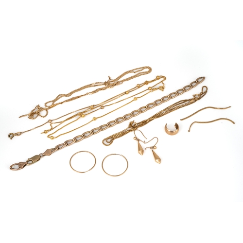 68 - A collection of gold, including a 14k yellow gold chain, gross weight 4.4g (af); and group of 9ct go... 