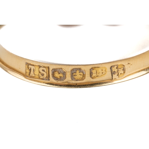 90 - An 18ct yellow gold ring, applied with a monogramed rose gold heart, ring size M1/2, total gross wei... 