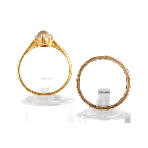 101 - An 18ct yellow gold and moonstone ring, size M1/2, gross weight approx 2.3g; a 9ct yellow gold and w... 