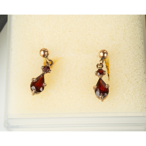 137 - A pair of 18ct yellow and white gold drop earrings, each set with a diamond approx 0.05ct, post and ... 