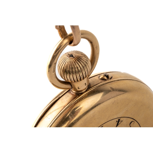 154 - A late Victorian 9ct gold half hunter pocket watch, the outer case enamelled with Roman numerals, wh... 