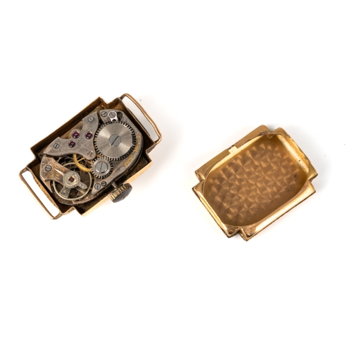 155 - An 18k yellow gold Titus ladies wristwatch case, lacking strap, total gross weight approx 7.3g