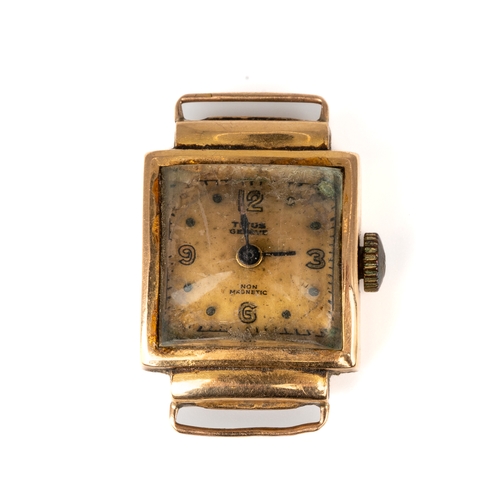 155 - An 18k yellow gold Titus ladies wristwatch case, lacking strap, total gross weight approx 7.3g