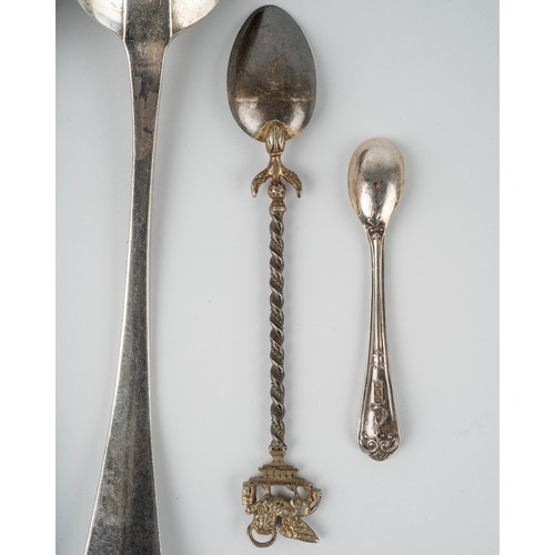 199 - A collection mainly 19th Century silver fiddle and Old English pattern flatware (table spoons, table... 