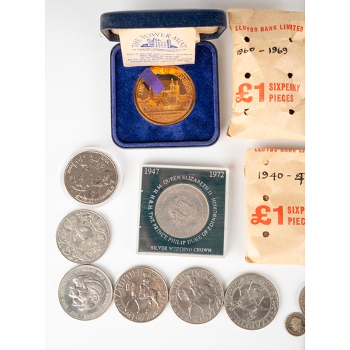 226 - A collection of pre decimal coins and commemorative crowns; together with large quality of copper pe... 