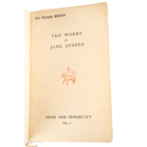 229 - A collection of leather bound novels by Jane Austen, published by F.M. Dent & Co circa 1904/1905, to... 