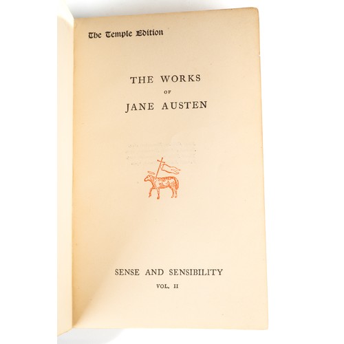 229 - A collection of leather bound novels by Jane Austen, published by F.M. Dent & Co circa 1904/1905, to... 