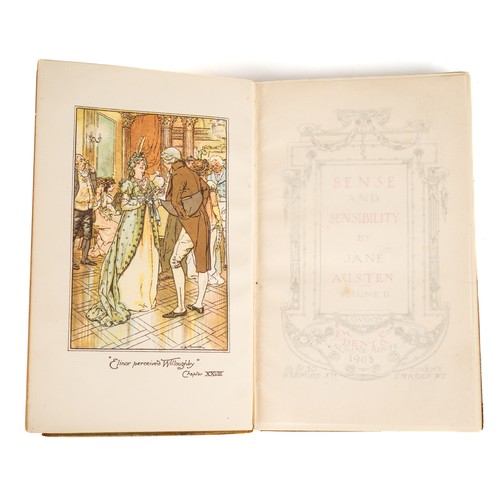 229 - A collection of leather bound novels by Jane Austen, published by F.M. Dent & Co circa 1904/1905, to... 