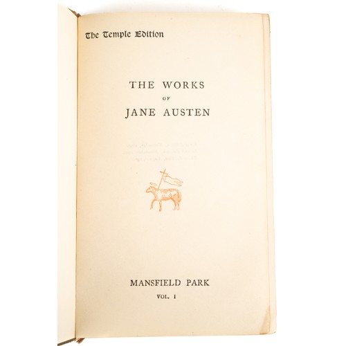 229 - A collection of leather bound novels by Jane Austen, published by F.M. Dent & Co circa 1904/1905, to... 