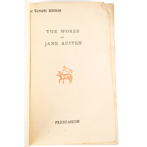 229 - A collection of leather bound novels by Jane Austen, published by F.M. Dent & Co circa 1904/1905, to... 