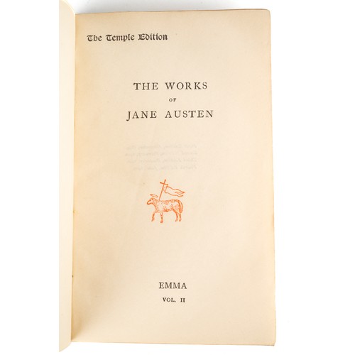 229 - A collection of leather bound novels by Jane Austen, published by F.M. Dent & Co circa 1904/1905, to... 