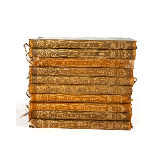 229 - A collection of leather bound novels by Jane Austen, published by F.M. Dent & Co circa 1904/1905, to... 