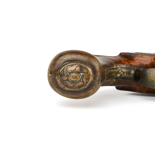 235 - A very large late 18th/early 19th century pistol, percussion cap converted from a flint lock, inscri... 