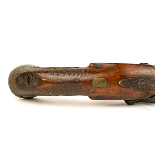 235 - A very large late 18th/early 19th century pistol, percussion cap converted from a flint lock, inscri... 