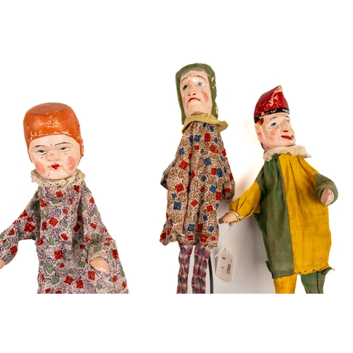 256 - Five vintage carved wood Punch and Judy hand puppets.