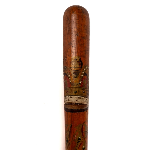 266 - Victorian ceremonial police truncheon hand painted with Queens crown and VR cypher, approx. 54 cm lo... 