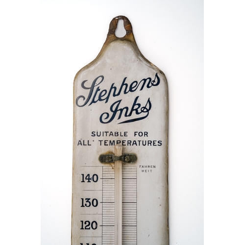 278 - Vintage enamel Stephens Inks advertising wall  thermometer, approx. 61 cm long